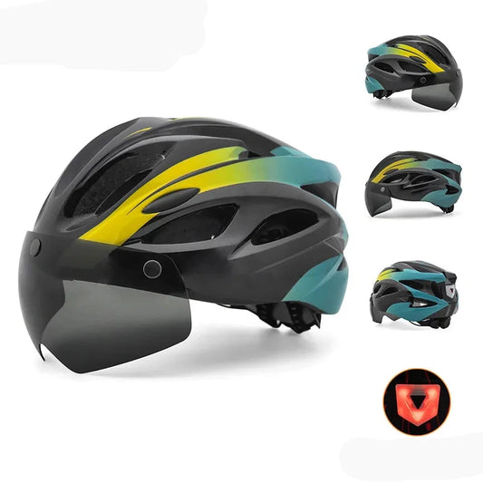 EASTINEAR - casque de vélo pour hommes avec feu arrière et lunettes magnétiques UV400