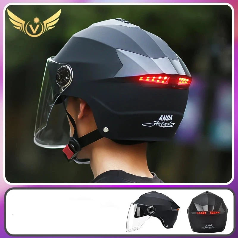 Kukirin - Casque Vélo Léger avec Lumières LED | Casque Moto Demi-Casque Unisexe