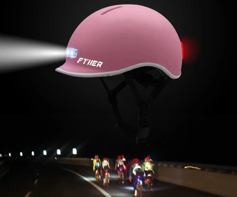 FTIIER - Casque de Vélo Extérieur Portable avec LED et Chargement USB